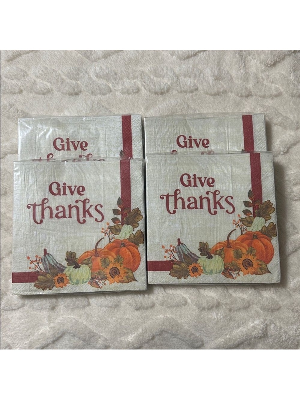 Greenbrier Give Thanks Thanksgiving Square Shaped Napkins 24 x 4 packs